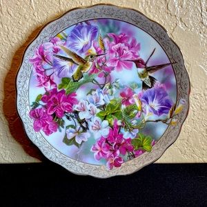 Vintage “Morning Glory” Decorative Plate ~ Whispering Wings of Hummingbi…